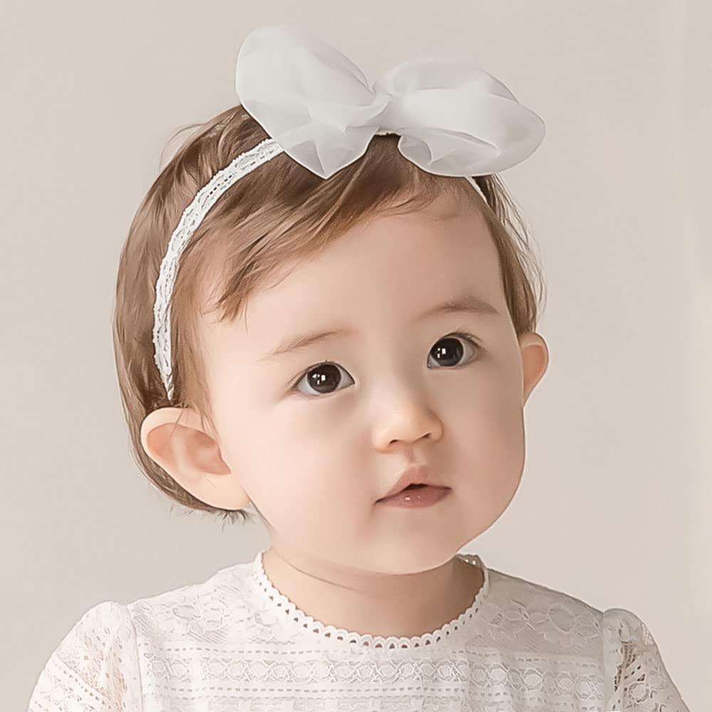 Bethynas baby headband bow knot floral, gentle lace design for newborns and photoshoots.