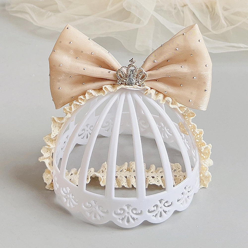 Bethynas Princess Crown Lace Bowknot Headband close-up of lace and bowknot, breathable for delicate skin