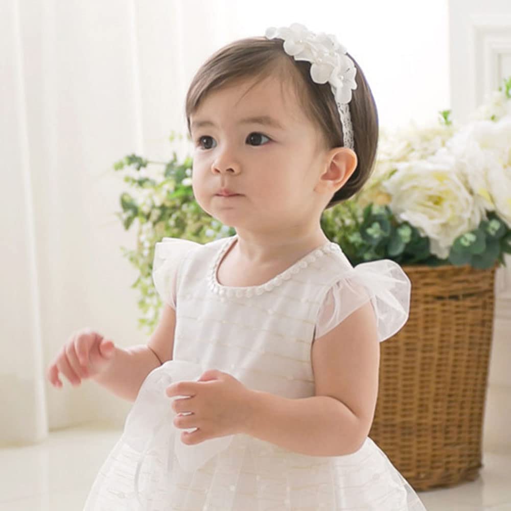 Bethynas lace floral detail headband, soft and photogenic for newborn sessions.