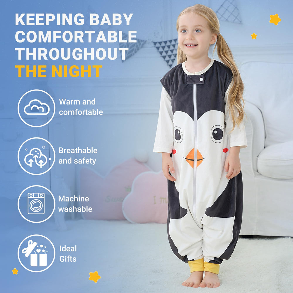 BETTERFUN sleeveless sleeping bag indoors with two-way zipper enables quick diaper changes.