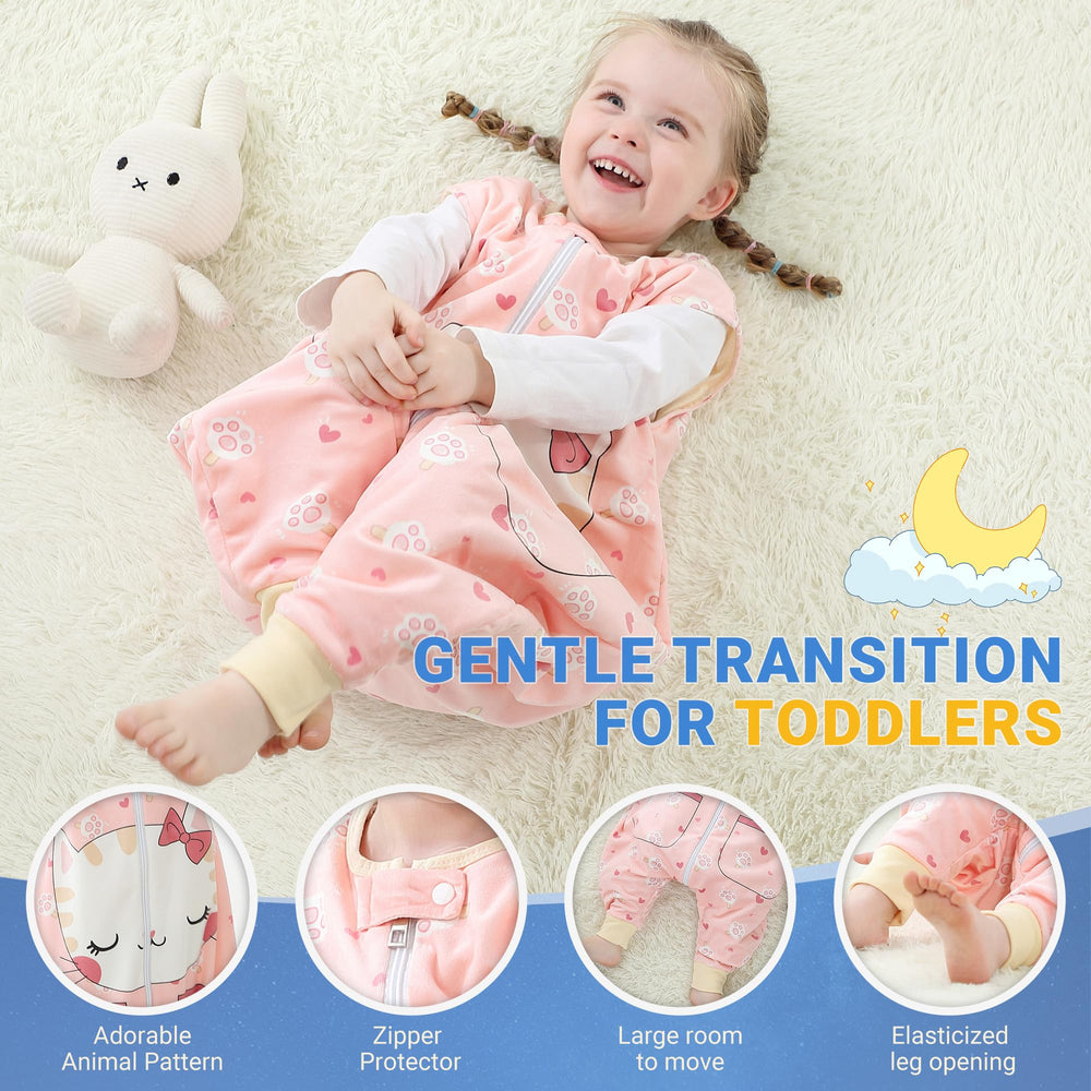 BETTERFUN sleeveless toddler sleeping sack arms free design supports natural movement.