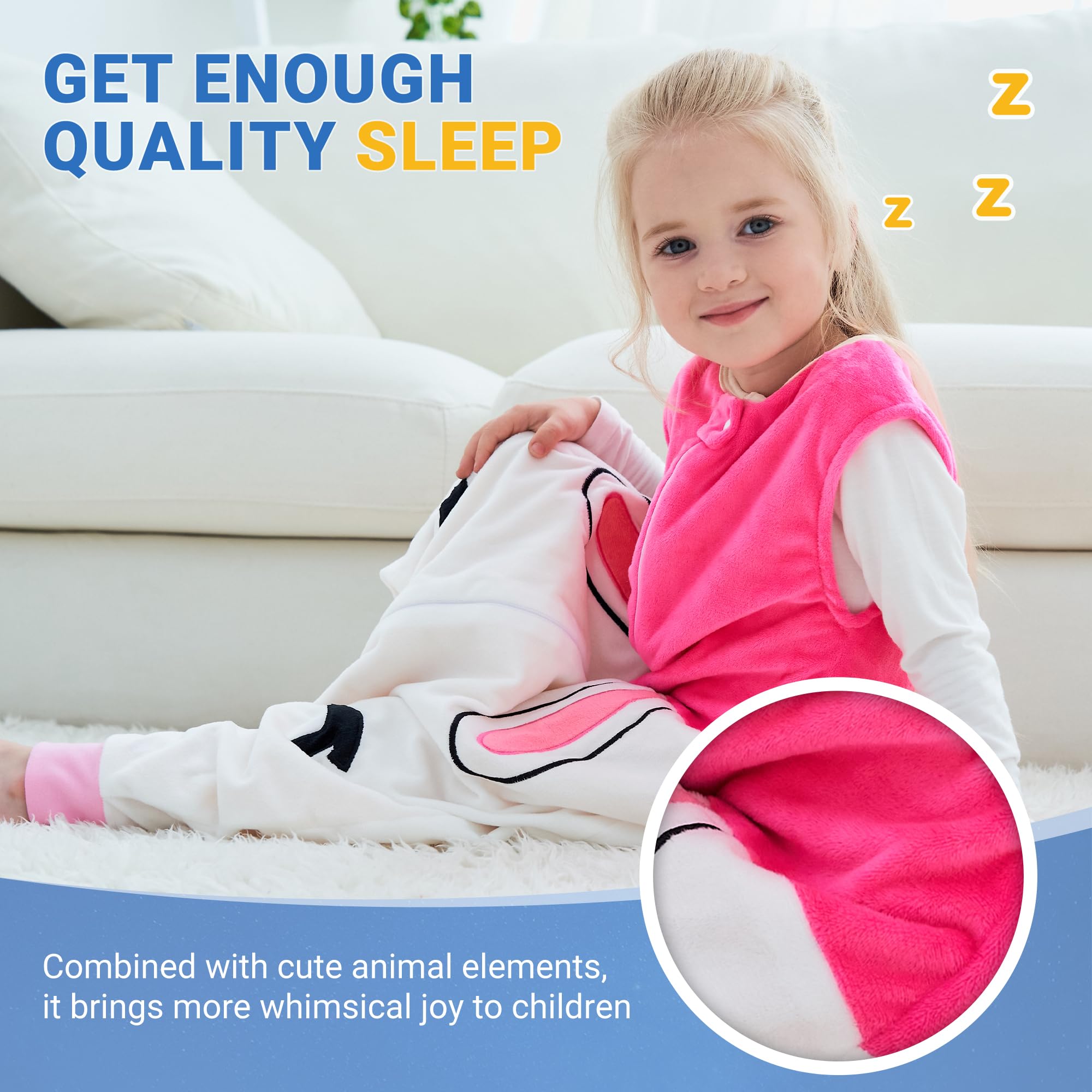 BETTERFUN split-leg design supports crawling and walking safely inside this cozy sleeping bag
