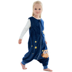 BETTERFUN Toddler Sleeping Sack with Feet dark blue owl zipper closeup for quick diaper changes