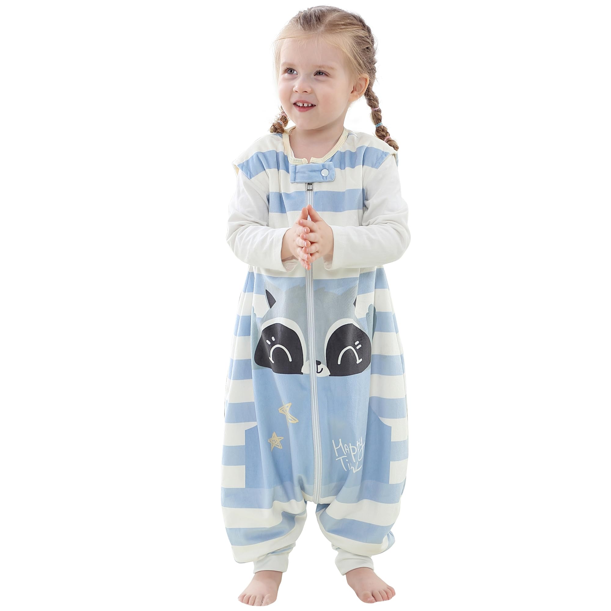 BETTERFUN Toddler Sleeping Sack with Feet front view—breathable polyester for comfortable indoor naps.
