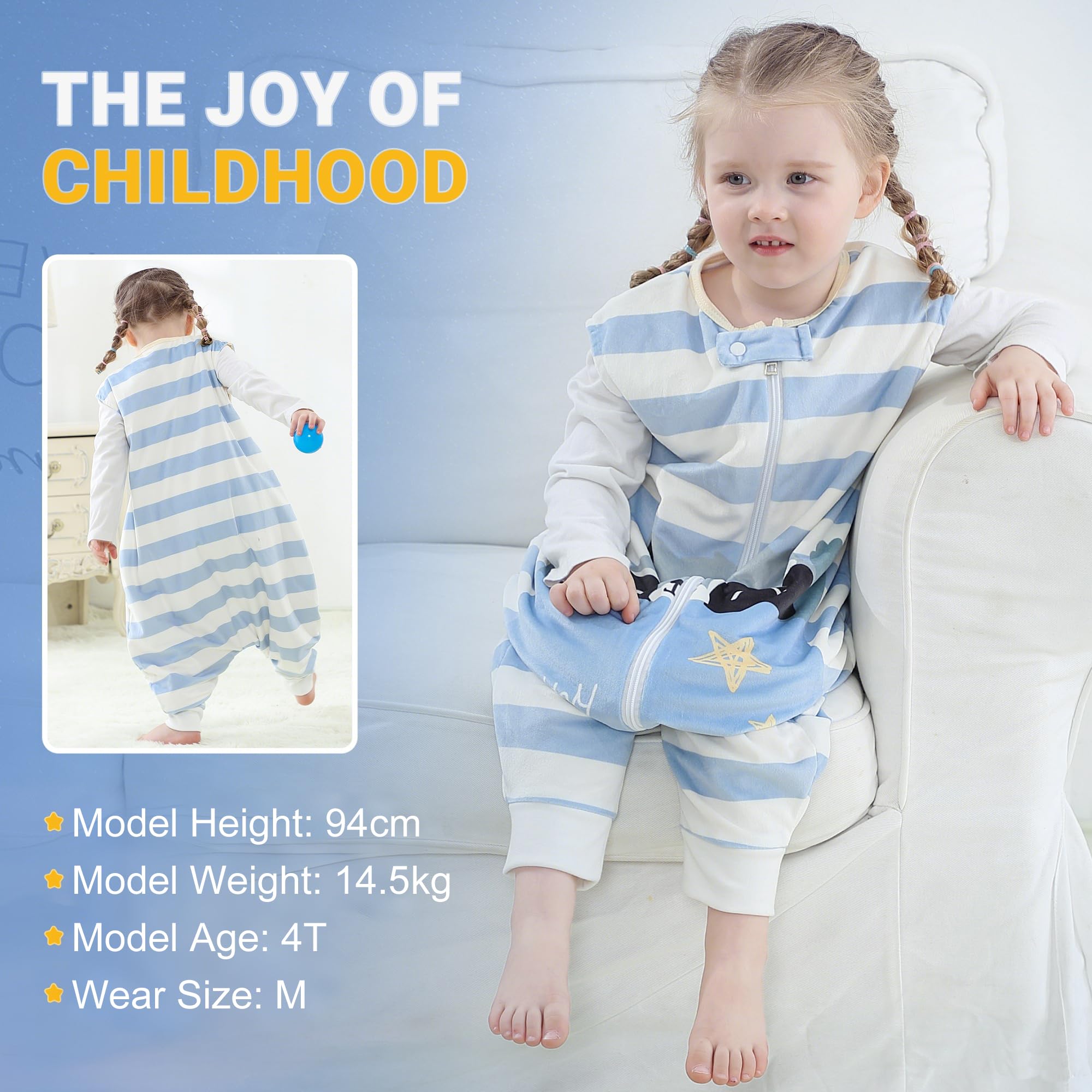 BETTERFUN Sleeping Sack zipper-open—two-way zipper for quick diaper changes.