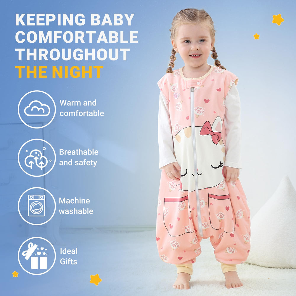 BETTERFUN toddler sleeping sack feet side zip enables quick diaper changes.