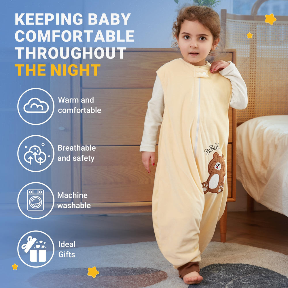 BETTERFUN Sleeping Sack with Feet zipper detail enables easy diaper changes without waking.