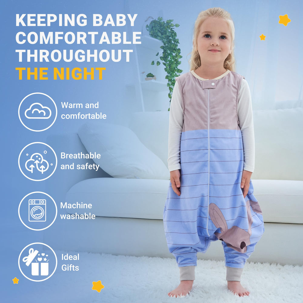 BETTERFUN sleeping sack leg-open view shows split-leg design for mobility