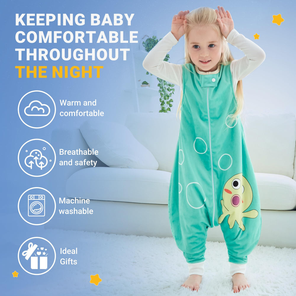BETTERFUN Toddler Sleeping Sack with Feet — two-way zipper for quick diaper changes
