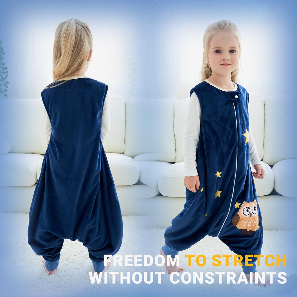 BETTERFUN Toddler Sleeping Sack with Feet two-way zipper enables easy diaper changes