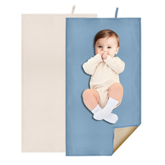 BEWDIO baby changing pad folded in a diaper bag, travel-ready and discreet.
