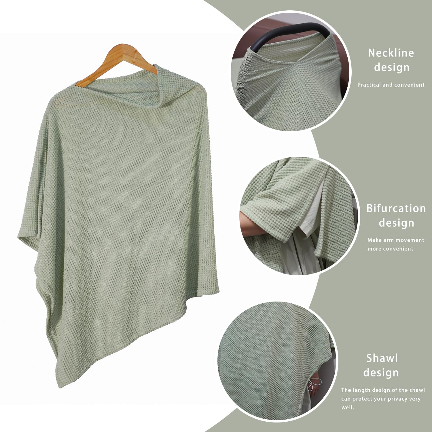 BEWDIO beige nursing cover folded compactly fits into a bag.