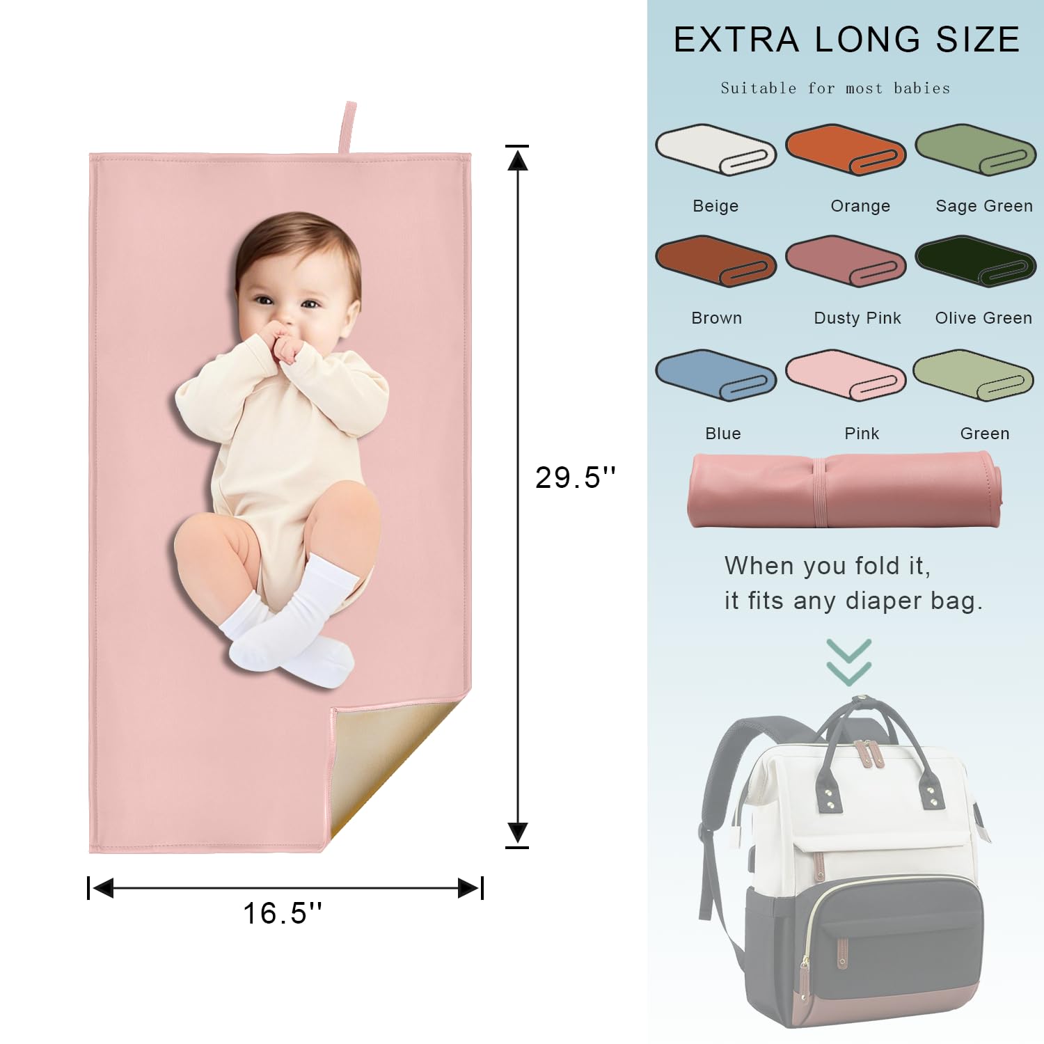 BEWDIO diaper changing pad durable faux leather surface withstands daily use.