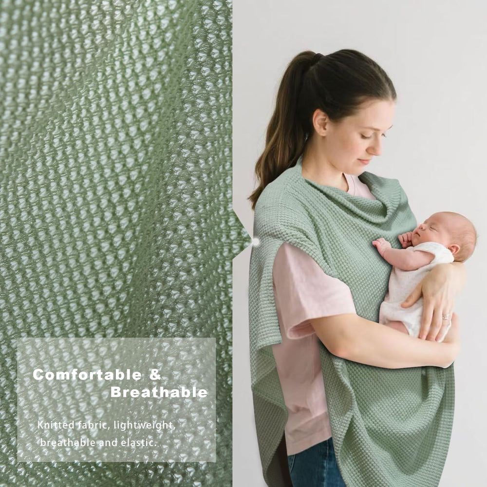 BEWDIO Green Nursing Cover as stroller cover protects baby from wind.