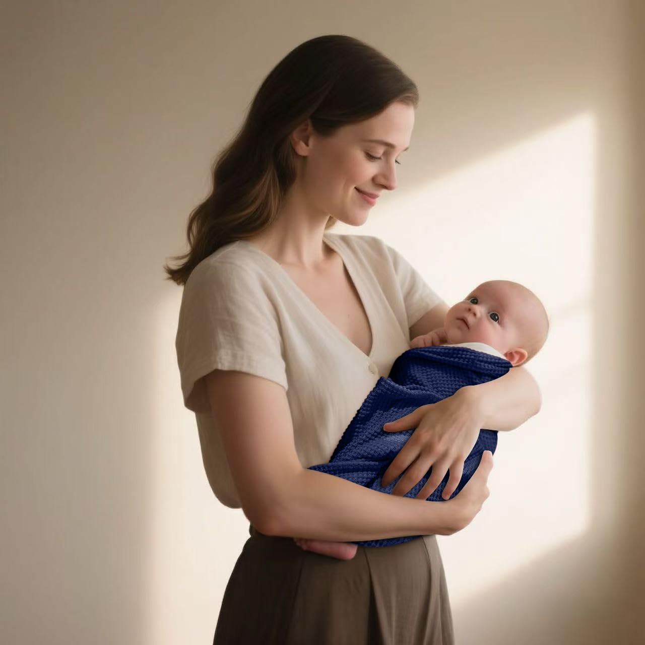 BEWDIO navy blue nursing cover is machine washable for easy care
