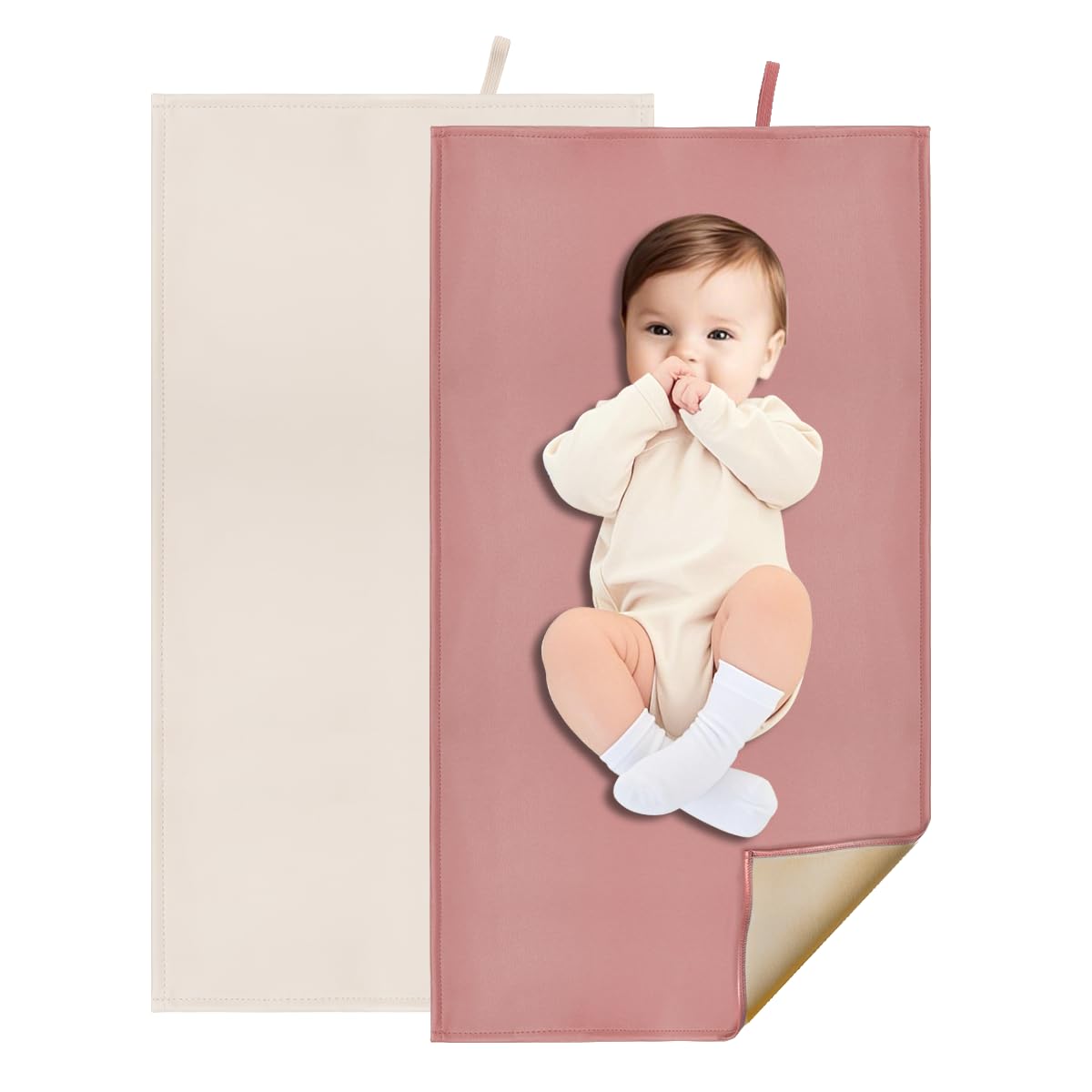 BEWDIO portable diaper changing pad rolled for travel convenience.
