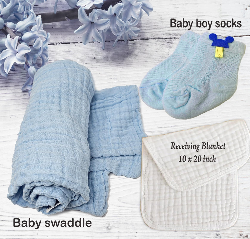 Beyond The Box light-blue suit and tiny socks ease outfit changes.