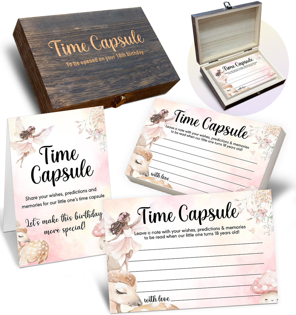 BEZBEX baby time capsule box cover with Fairy Garden design, ideal keepsake decor.