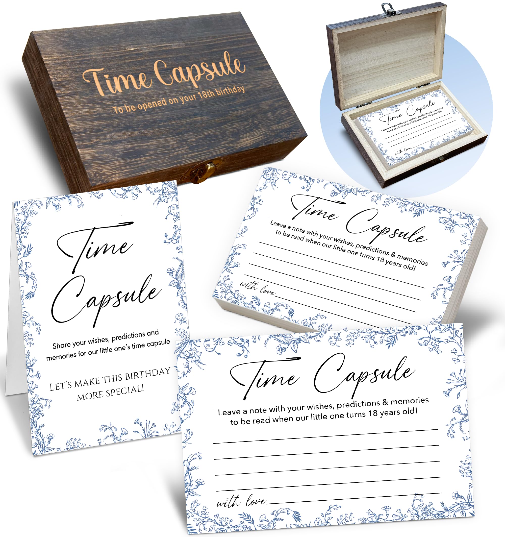 BEZBEX Baby Time Capsule Box hero showcases vintage floral design for elegant keepsakes