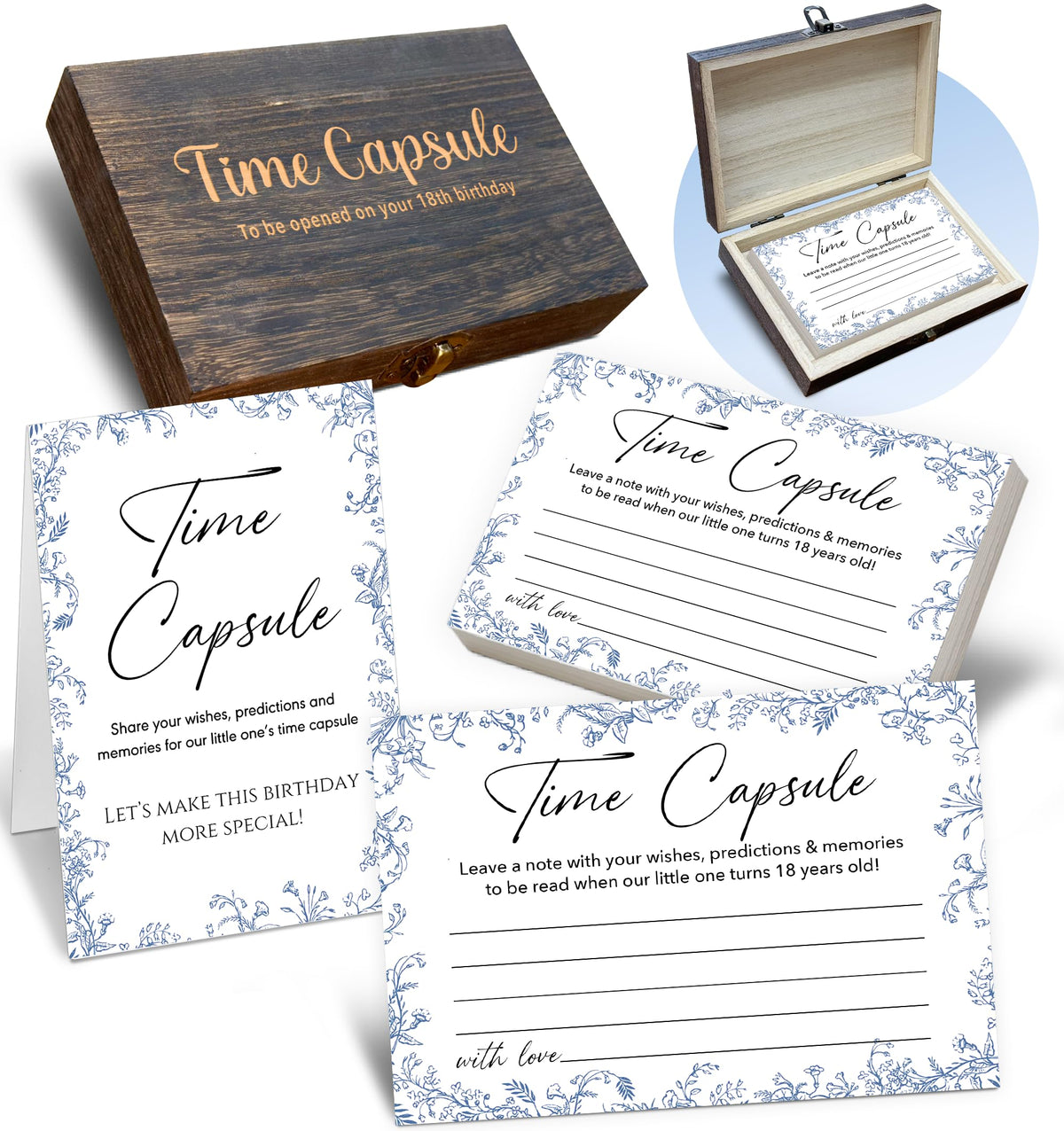 BEZBEX Baby Time Capsule Box hero showcases vintage floral design for elegant keepsakes