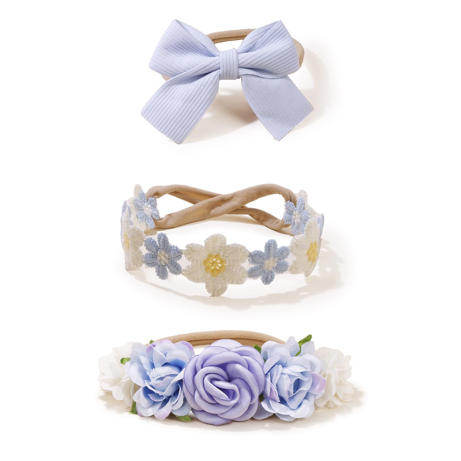 BFNAAgirl soft nylon headband with comfortable stretch for daily wear on newborns and toddlers.