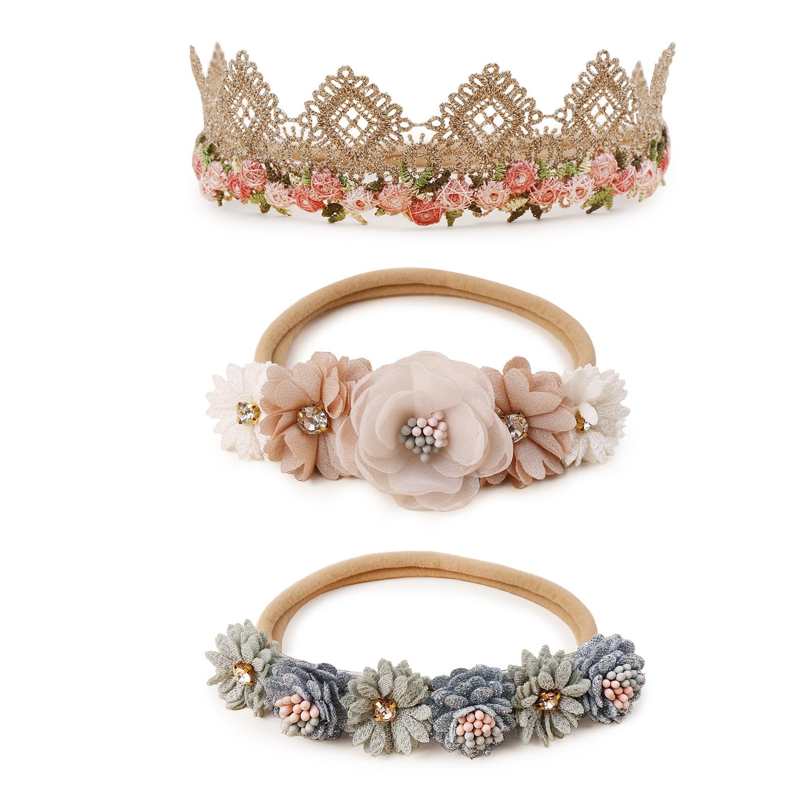 BFNAAgirl baby floral headband flowers close-up ideal for newborn photos