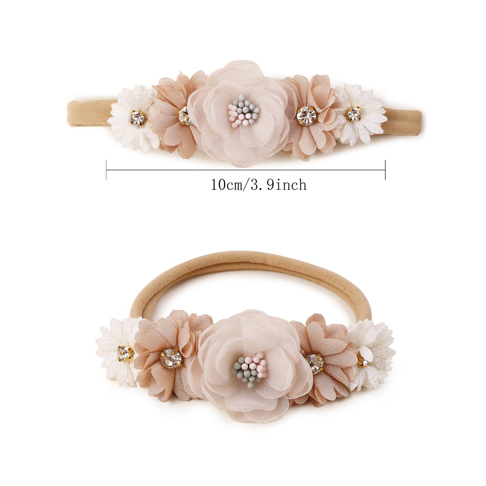 BFNAAgirl floral headband nylon band soft and stretchy for growing kids
