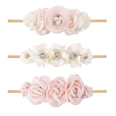 BFNAAgirl floral headband set for baby girls with three pieces for comfortable wear
