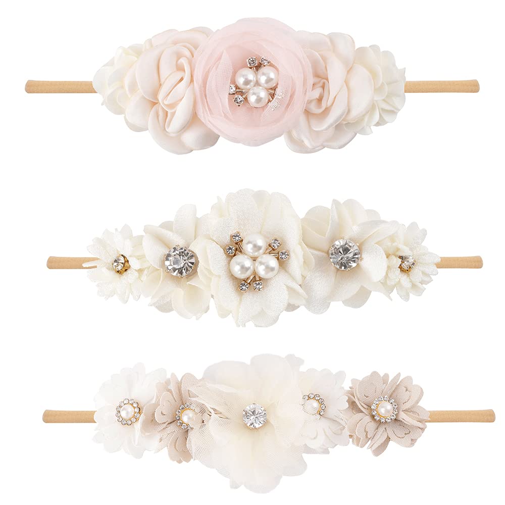 BFNAAgirl floral headband with soft nylon band for baby photos