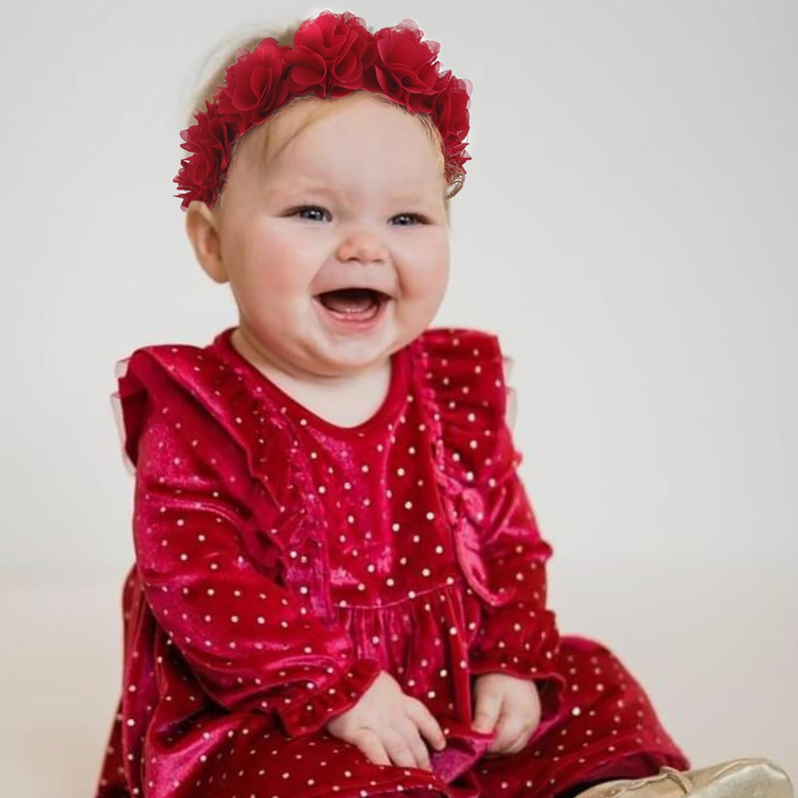 BFNAAgirl baby headbands in soft colors, versatile for party outfits.