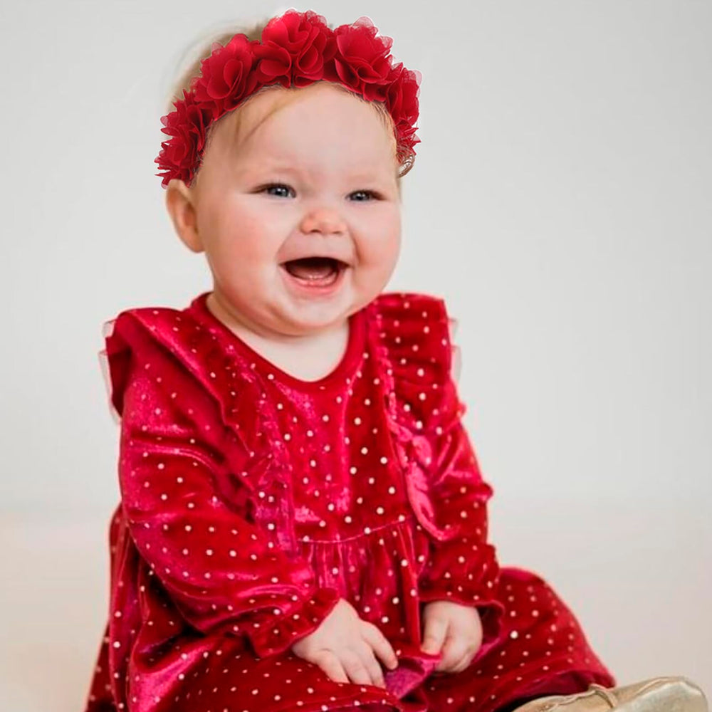 BFNAAgirl baby headbands in soft colors, versatile for party outfits.