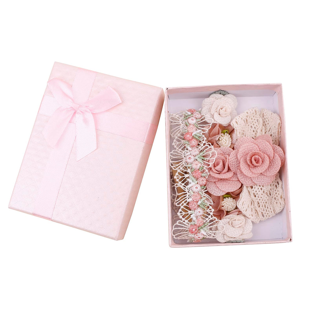 BFNAAgirl boxed gift set of 3 floral headbands for gifting.