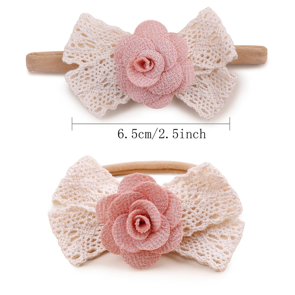 BFNAAgirl close-up of floral details and pearls on headband.
