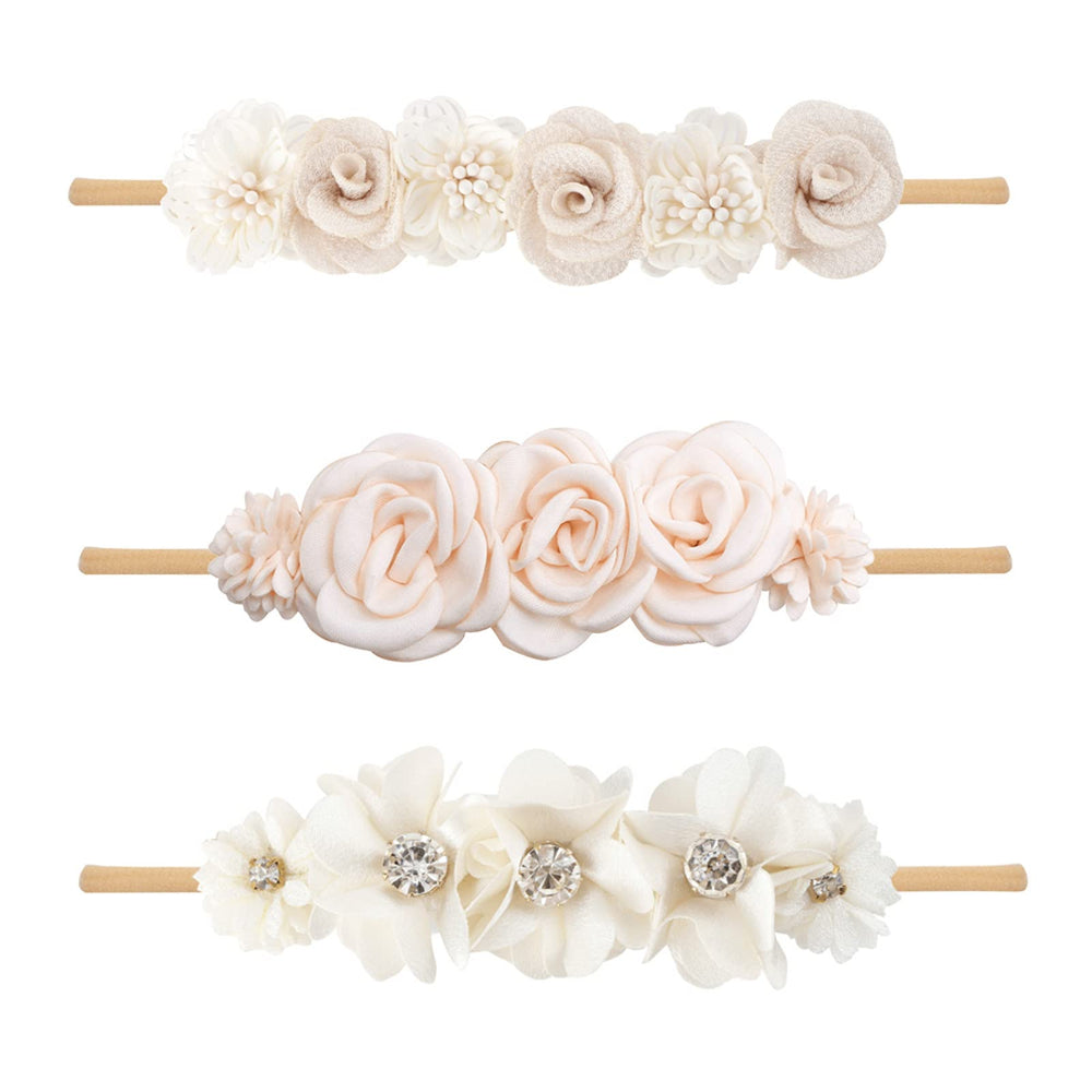 BFNAAgirl floral headband front view with soft elastic fit for comfortable daily wear.