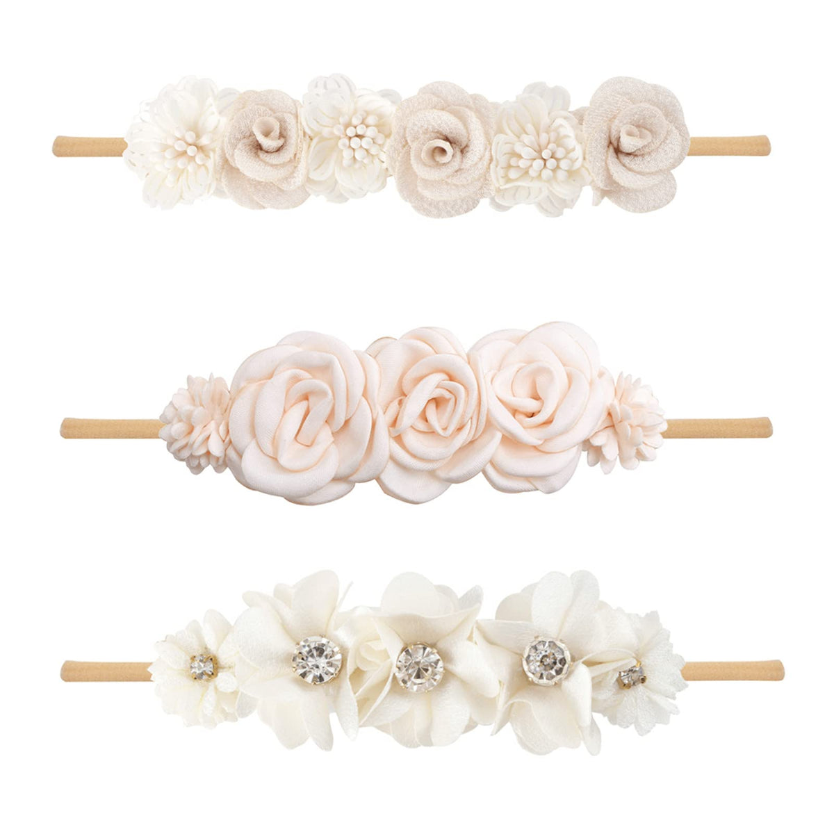 BFNAAgirl floral headband front view with soft elastic fit for comfortable daily wear.