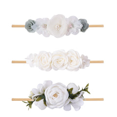 BFNAAgirl floral headband set pastel flowers gentle on baby's skin for photos