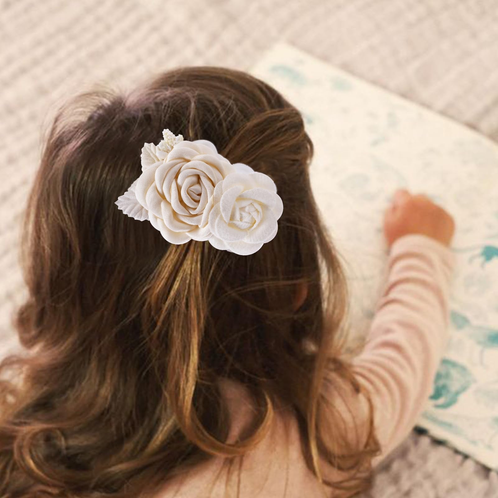 BFNAAgirl flower hair clip enhances casual outfits for outings.
