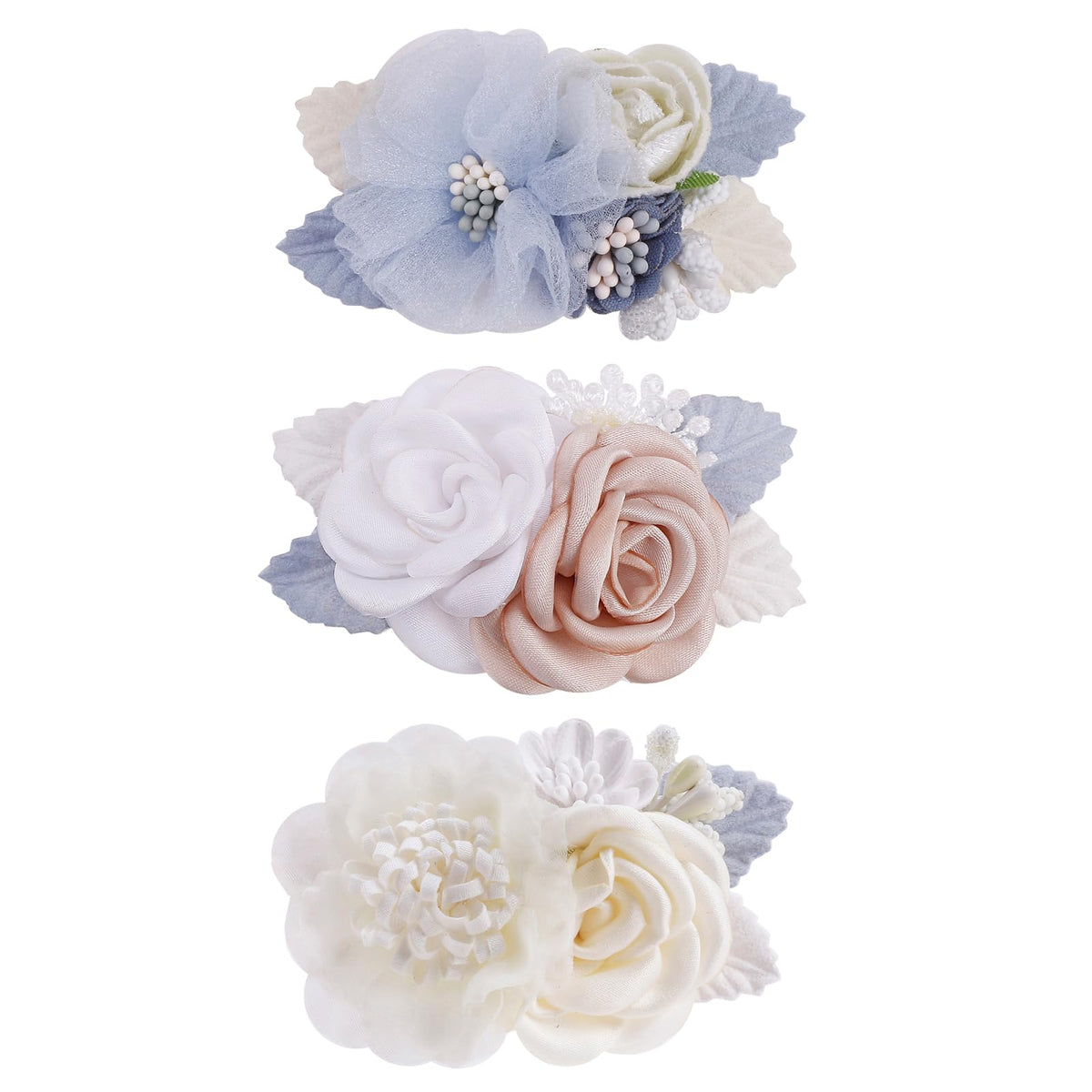 BFNAAgirl flower hair clip closeup with delicate petals and secure heat-sealed ends.