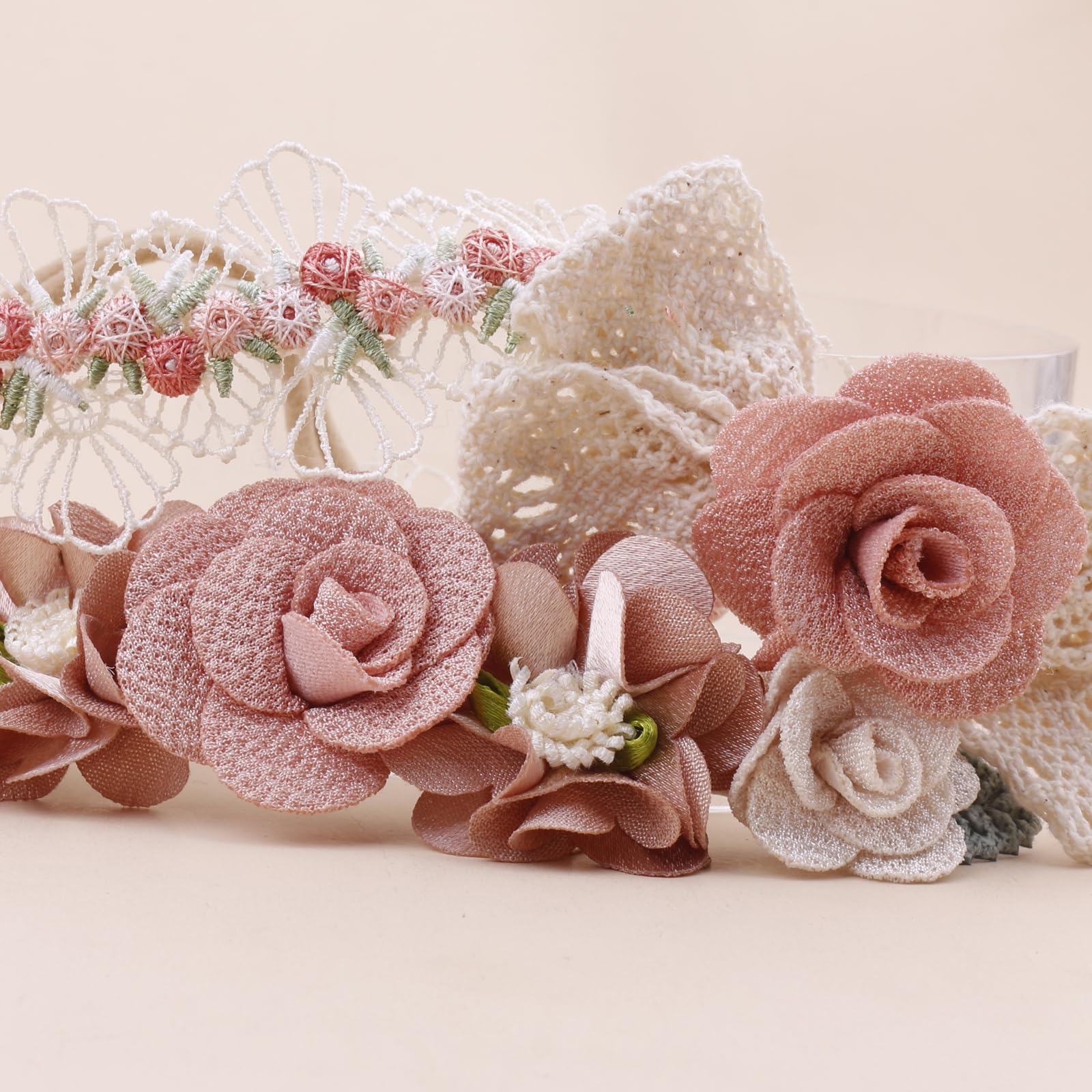 BFNAAgirl headband worn with pastel outfit for baby photo shoot.