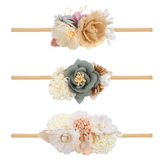 BFNAAgirl headbands flower closeup highlights soft petals for comfy, cute newborn styling.