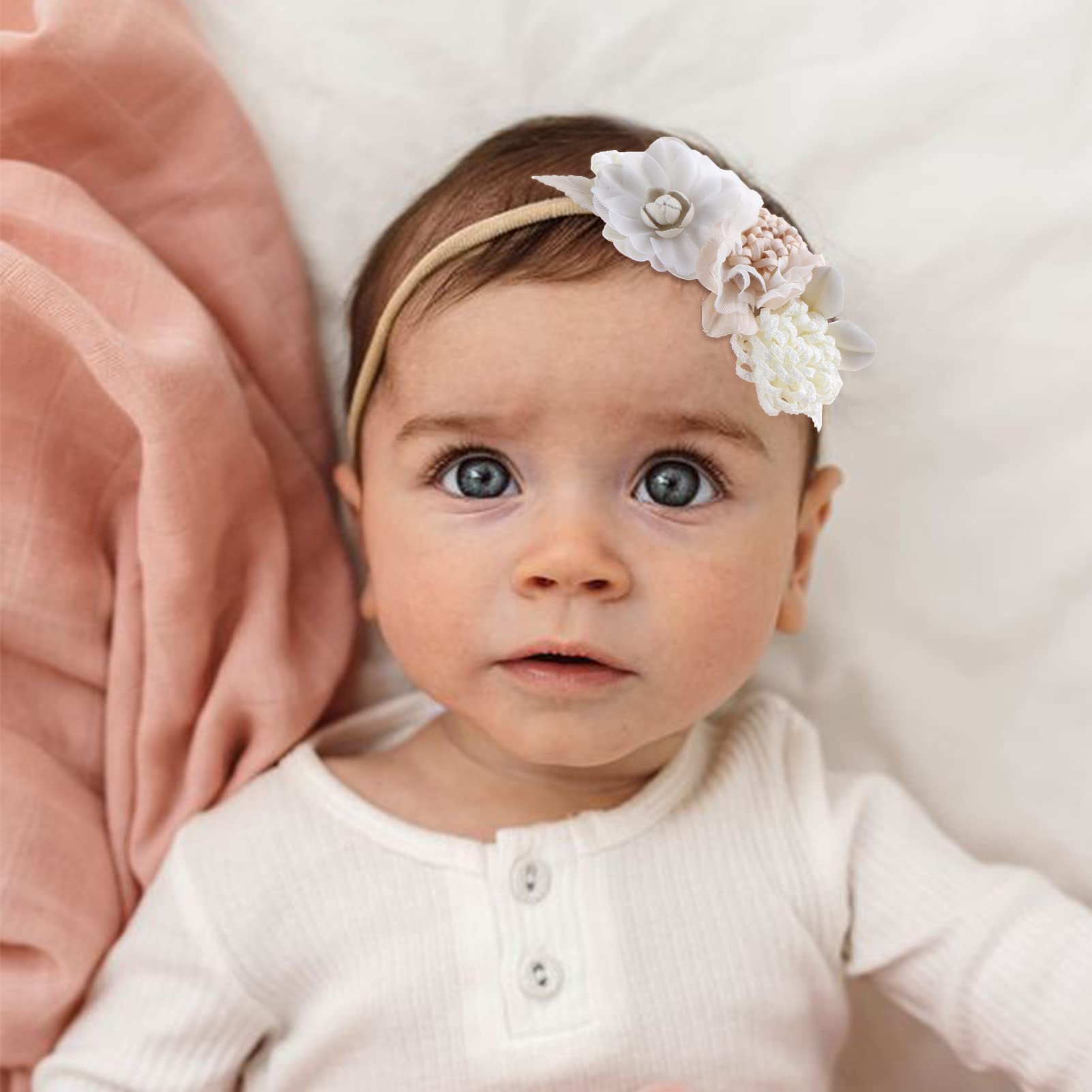 BFNAAgirl headbands newborn photography shot demonstrates gentle fit and adorable styling.