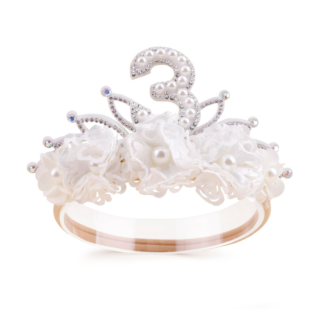 BFNAAgirl nylon flower headband features back cotton pad for gentle wear.
