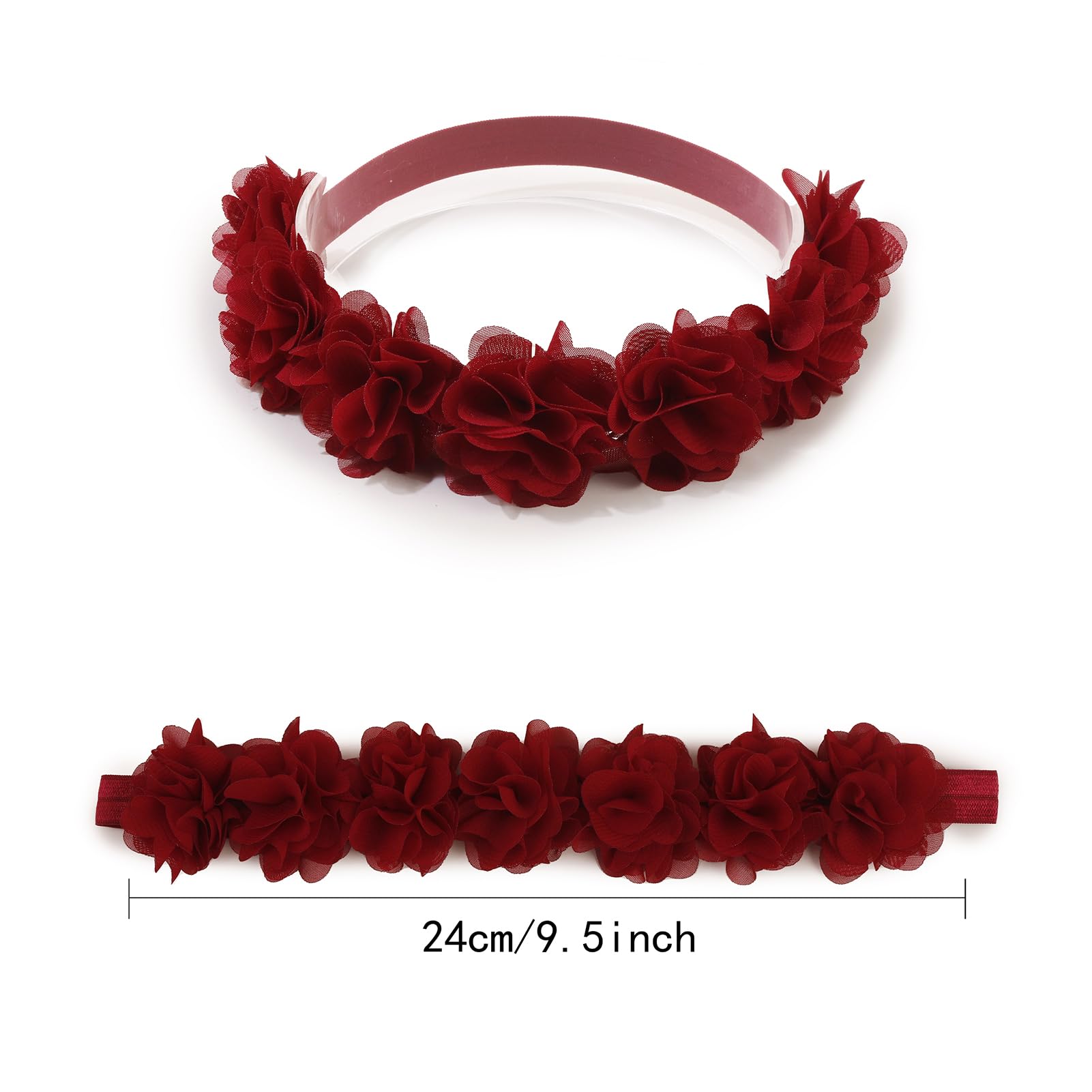 BFNAAgirl 3pc headbands, adjustable nylon band for growing infants and toddlers.