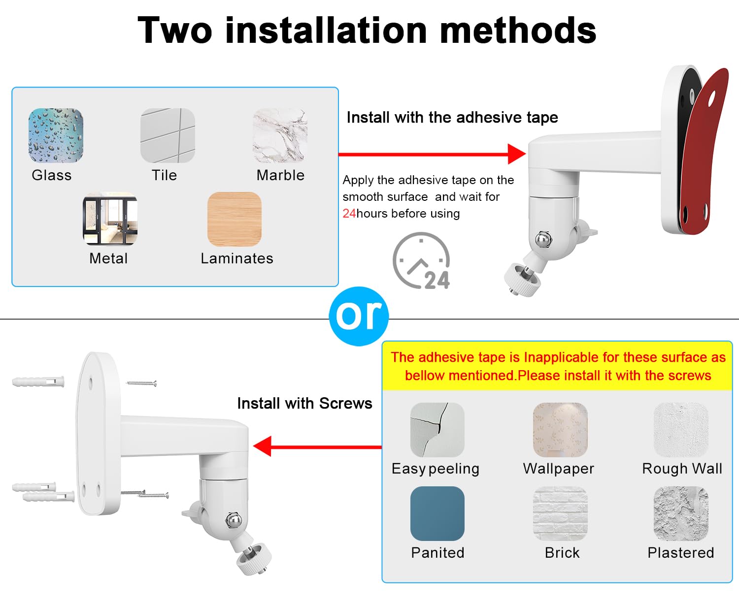 BFYTN baby monitor mount with adhesive tape enables quick, tool-free installation.