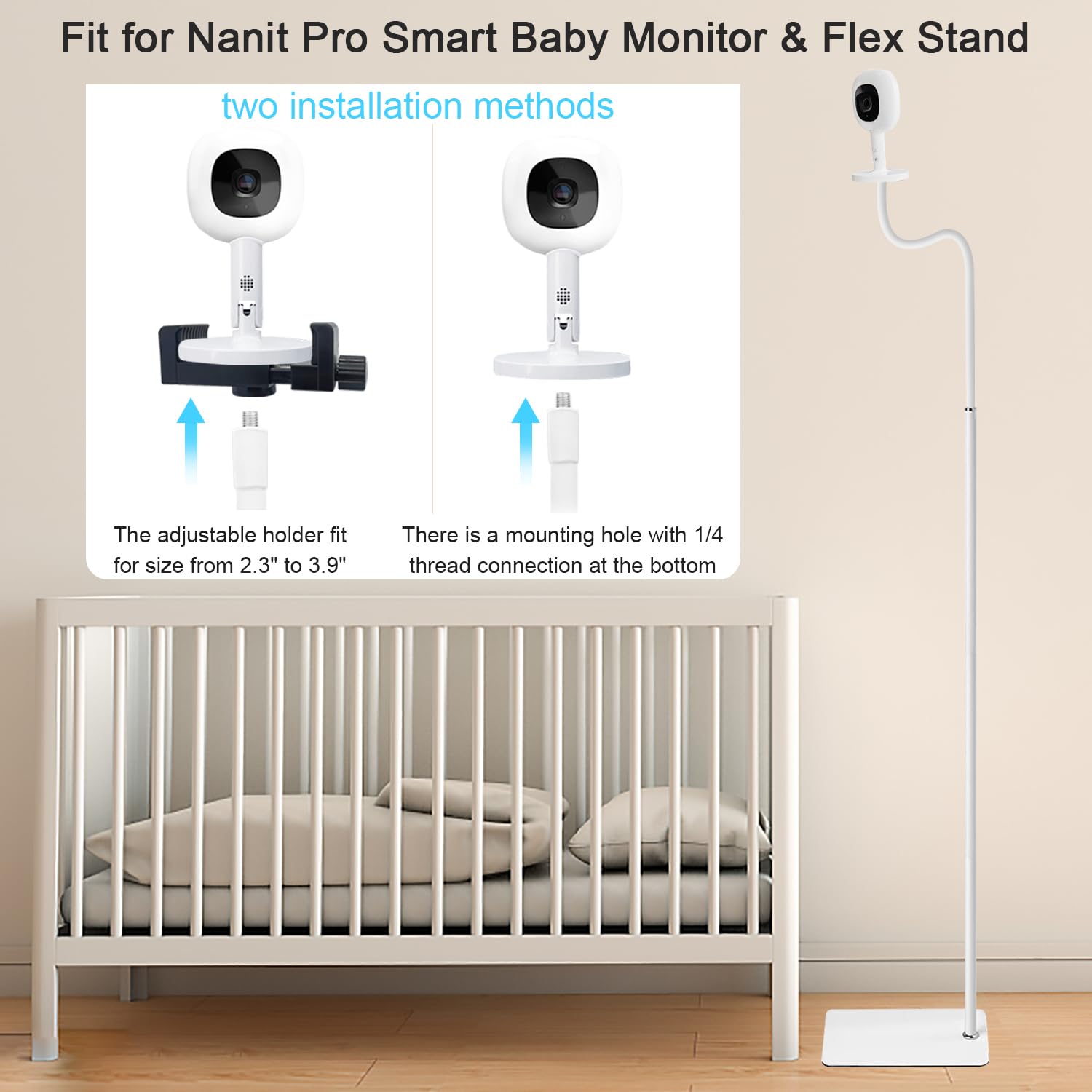 BFYTN gooseneck arm provides flexible positioning for precise monitoring.