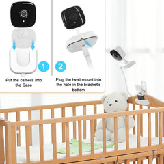 BFYTN Tapo mount in use by crib demonstrates adjustable viewing angle for baby monitoring.