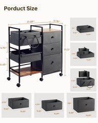 BG-BABYGO 3-tier rolling cart wheels smooth mobility for nursery, living room, or bathroom.