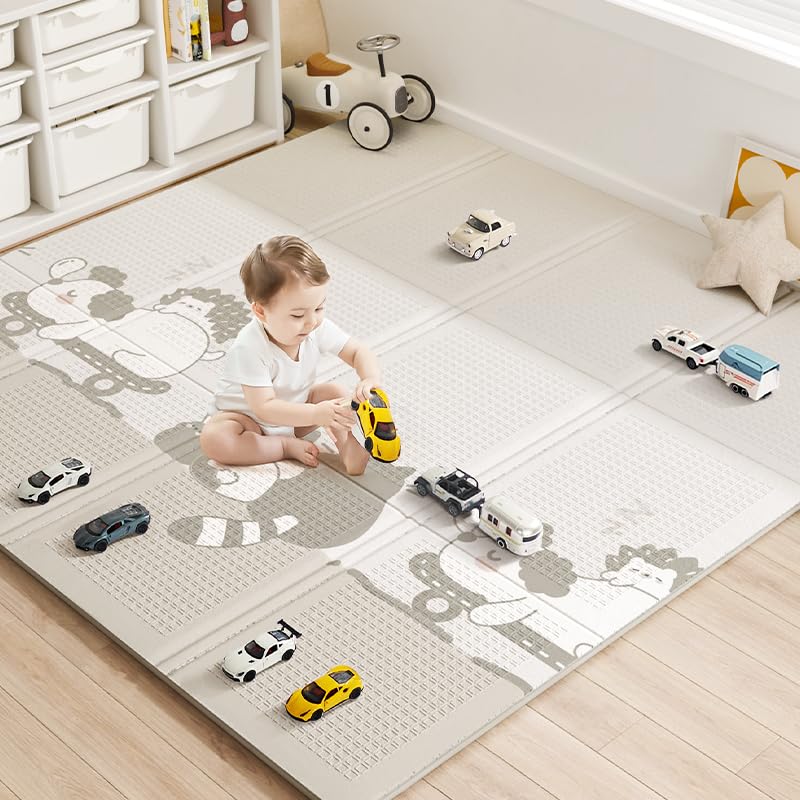 BG-BABYGO baby-floor-play-mat 47x47 laid flat for roomy tummy time and safe play.
