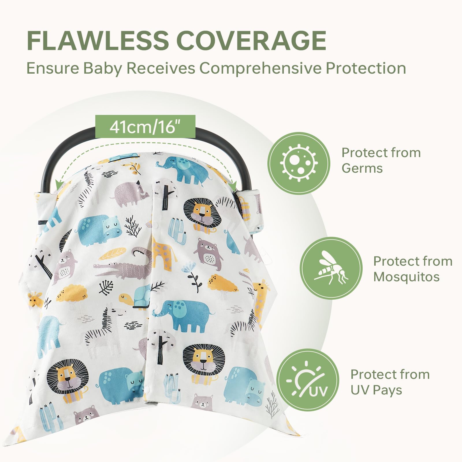 BG-BABYGO car seat cover plush minky interior feels soft for baby.