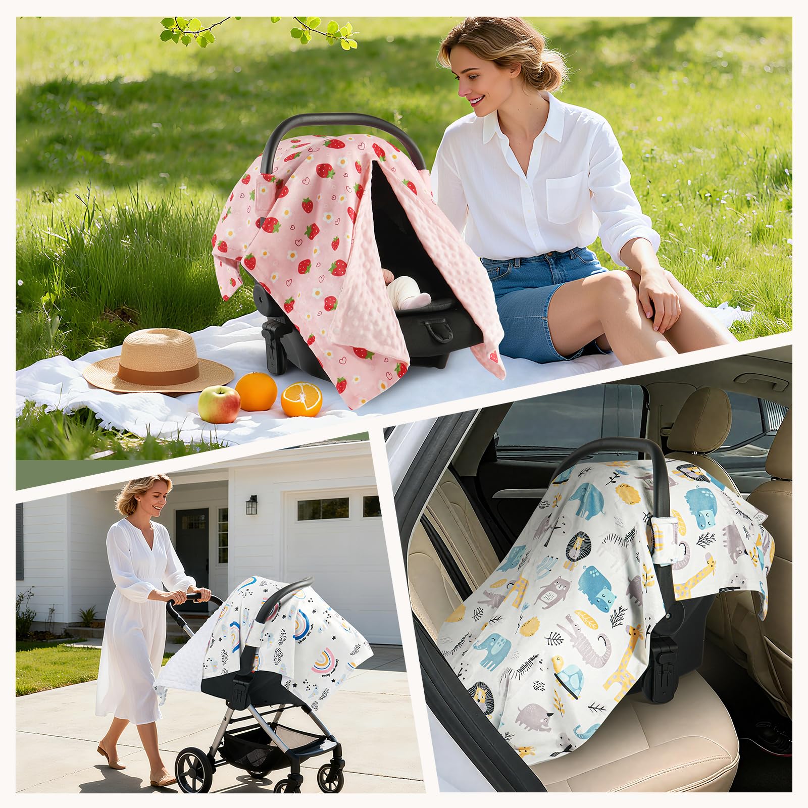 BG-BABYGO car seat cover winter-ready in-use setup for on-the-go parents.